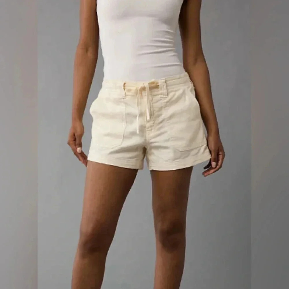 Abercrombie & Fitch 100% Cotton Cargo Utility Shorts‎ Women's Small Beige NWOT